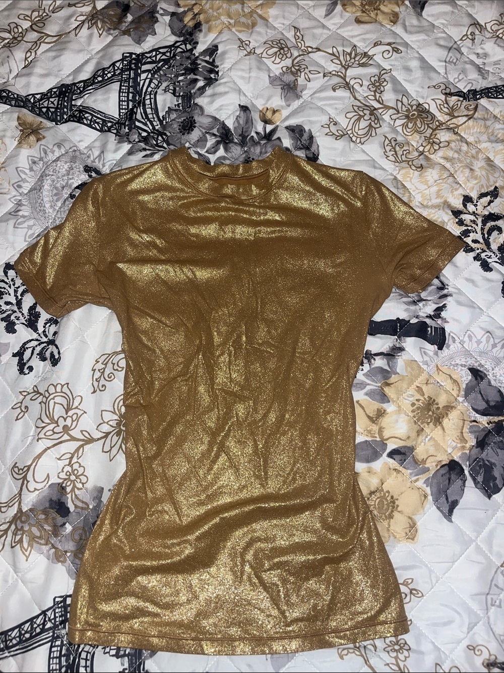 SKIMS Gold Metallic Short-Sleeve Tee